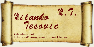 Milanko Tešović vizit kartica